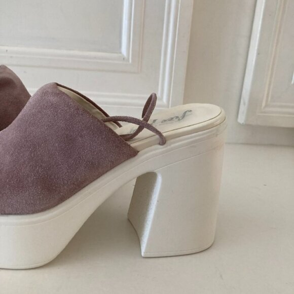Free People Lace Up Purple Suede Platforms Sz 38 - Picture 3 of 8